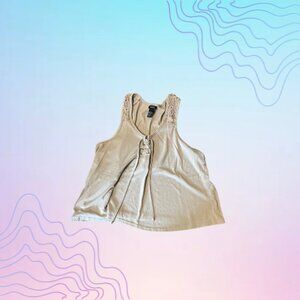 RUE 21 Beige Crochet Lace-Up Tank Top